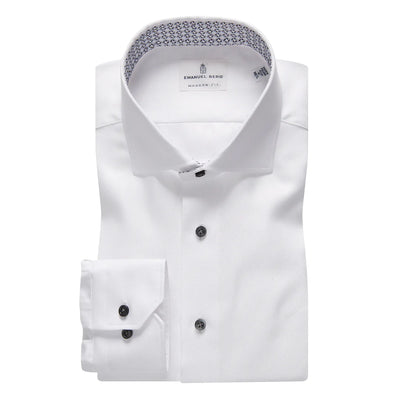 EMANUEL BERG 4 Flex Casual Shirt | White Black