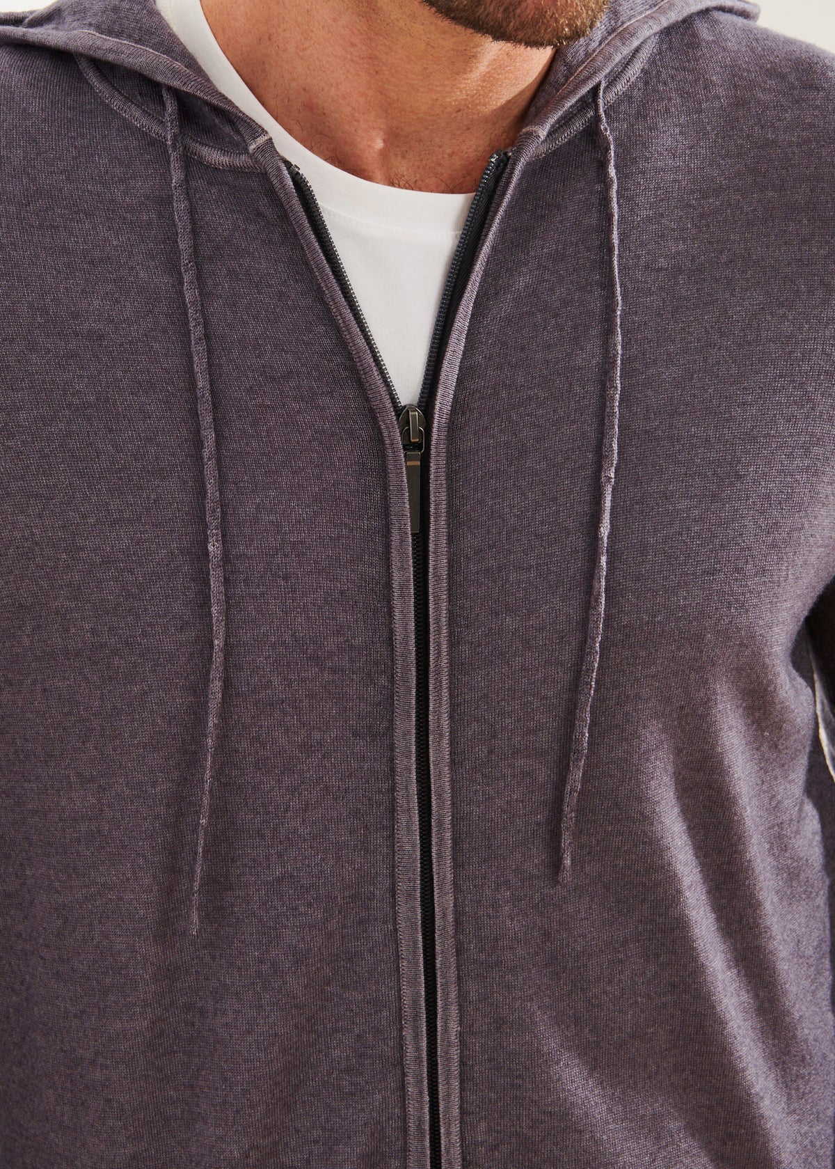 Patrick Assaraf Extra-Fine Merino Full Zip Vintage Hoodie | Blue Grey