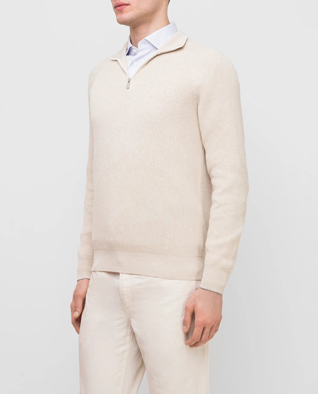 Brunello Cucinelli Half Zip Cotton Sweater