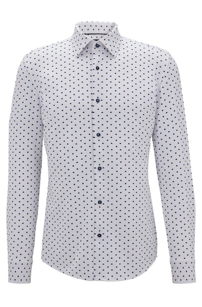 BOSS Slim Fit Shirt in Geometric Print in Stretch Jersey Fabric