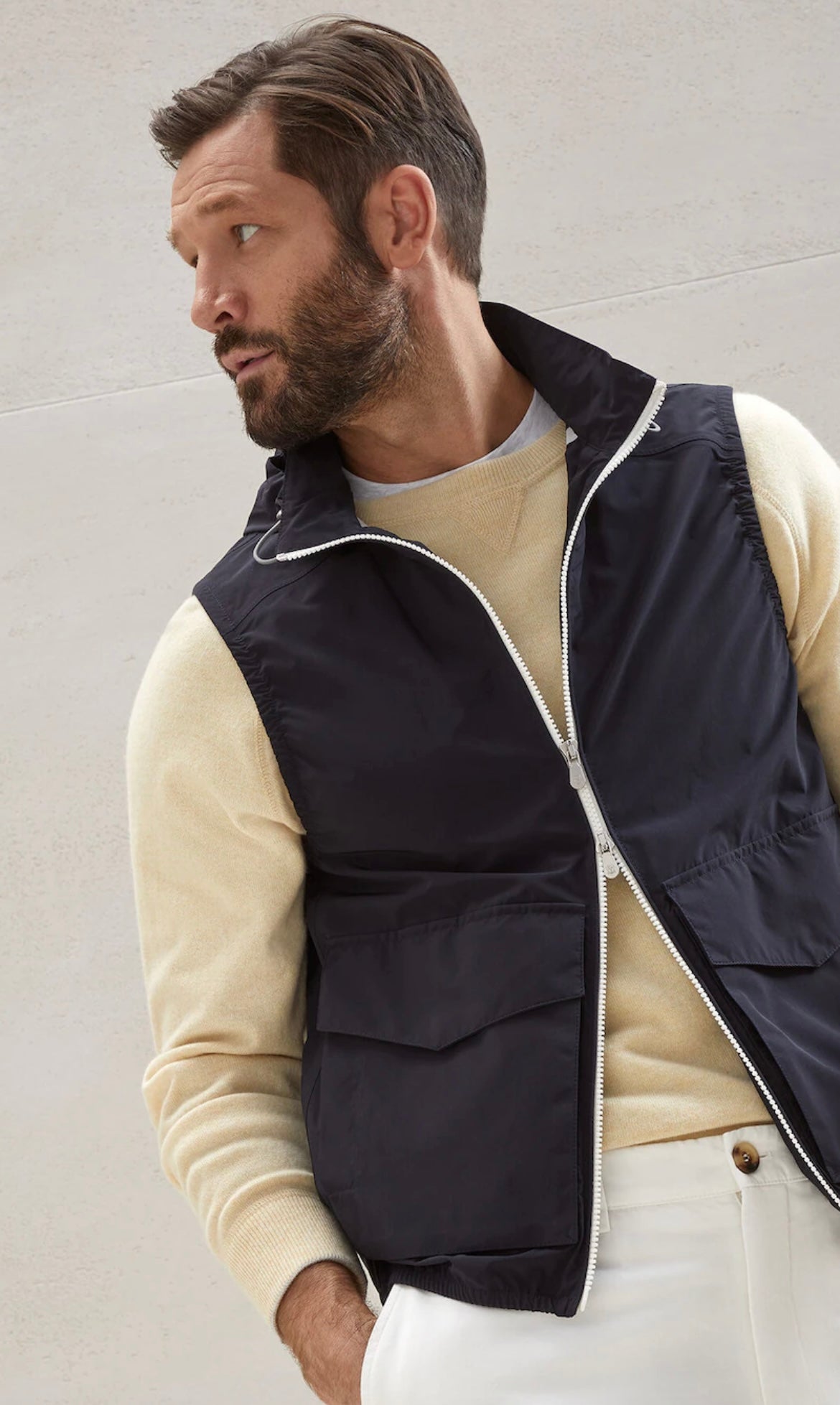 Brunello Cucinelli Full Zip Vest | Navy