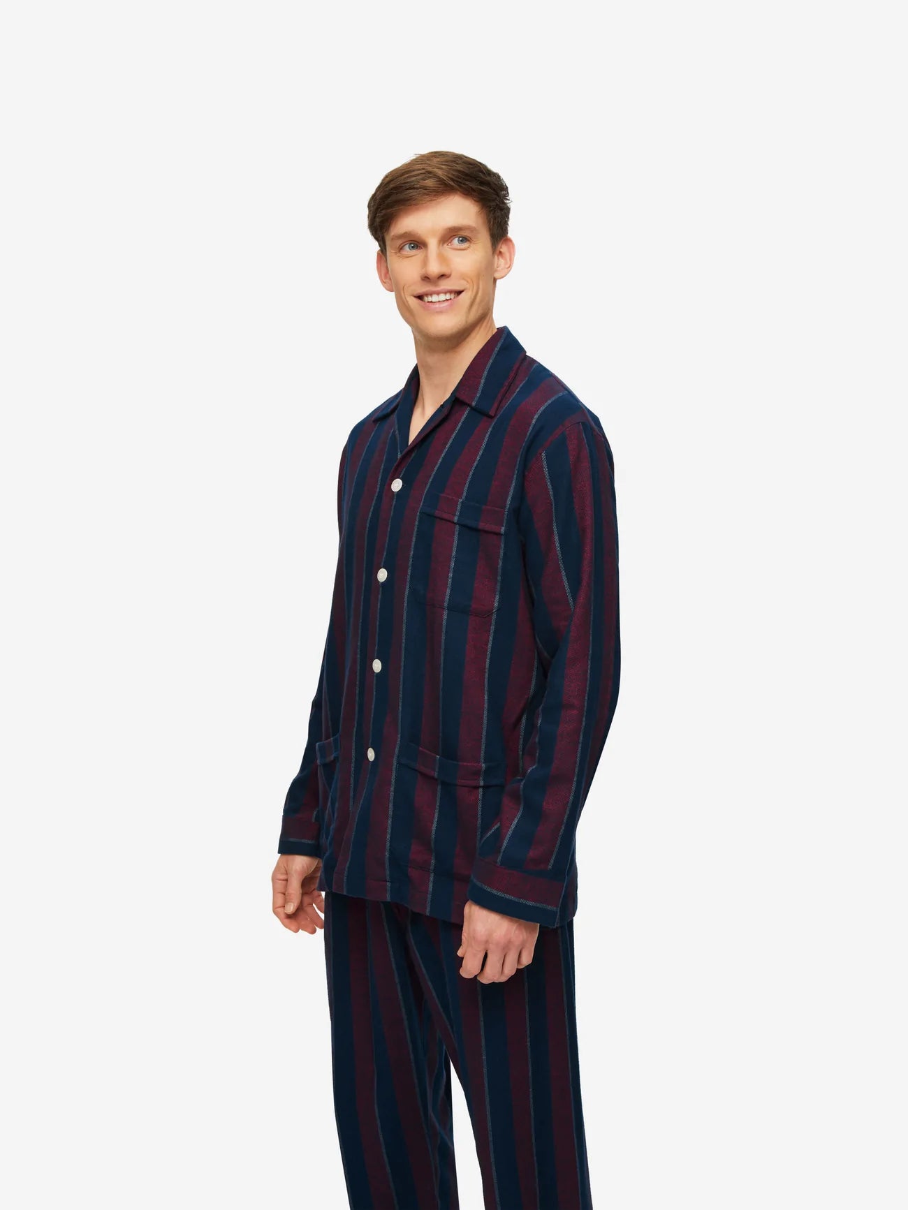 Derek Rose Brushed Cotton Pyjamas | Navy and Red