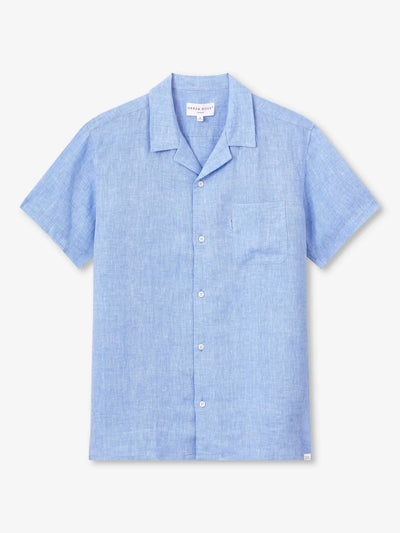 DEREK ROSE SS Monaco Linen Shirt | Blue