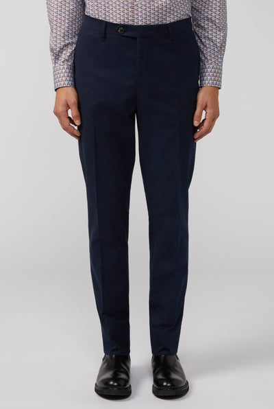 PAL ZILERI Satin Cotton Trouser | Navy Blue