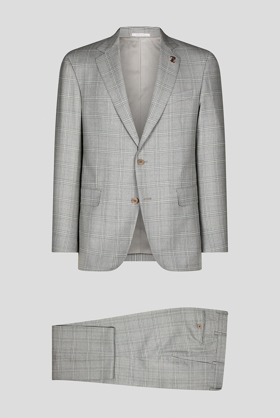 PAL ZILERI 2Pc Peak Lapel Suit | Grey Check
