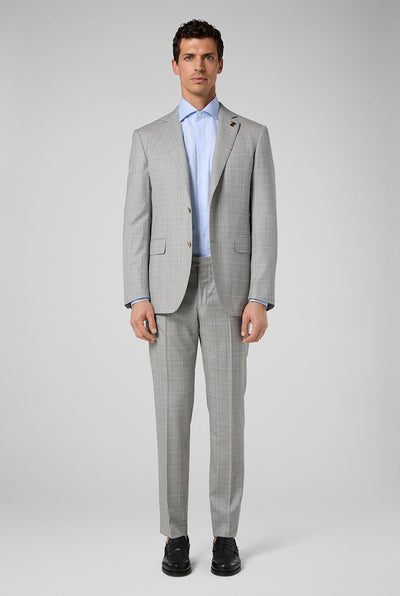 PAL ZILERI 2Pc Peak Lapel Suit | Grey Check