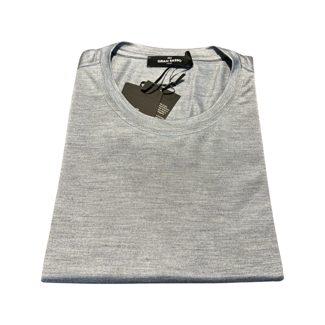 GRAN SASSO Silk Crew Neck T-Shirt | Light Grey