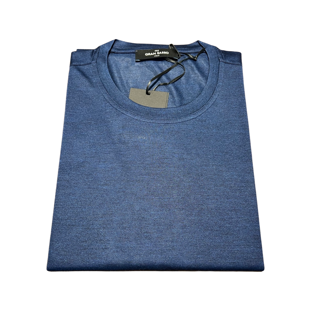 GRAN SASSO Silk Crew Neck T-Shirt | Blue