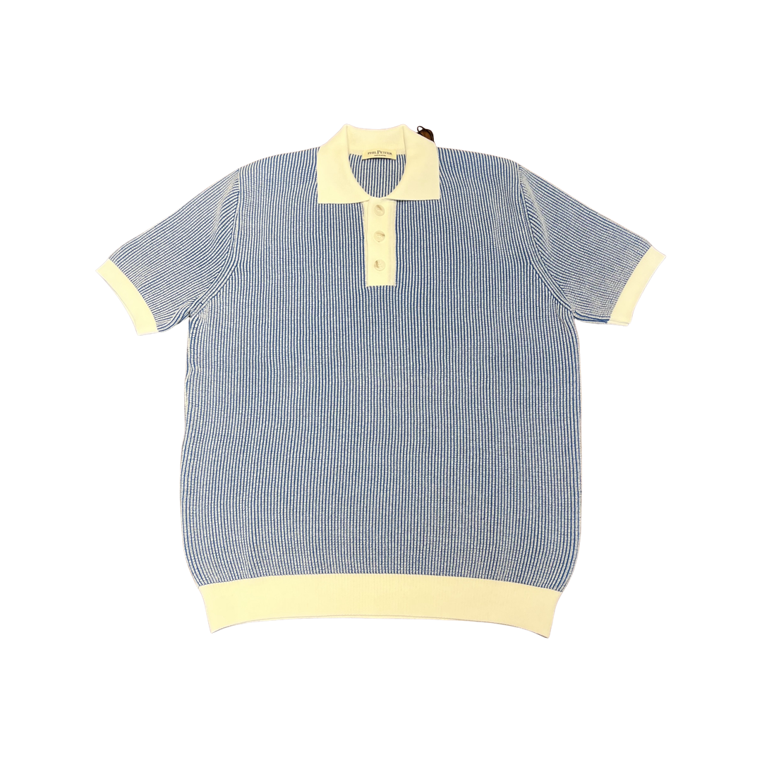 PHIL PETTER Short Sleeve Knit Polo | Blue
