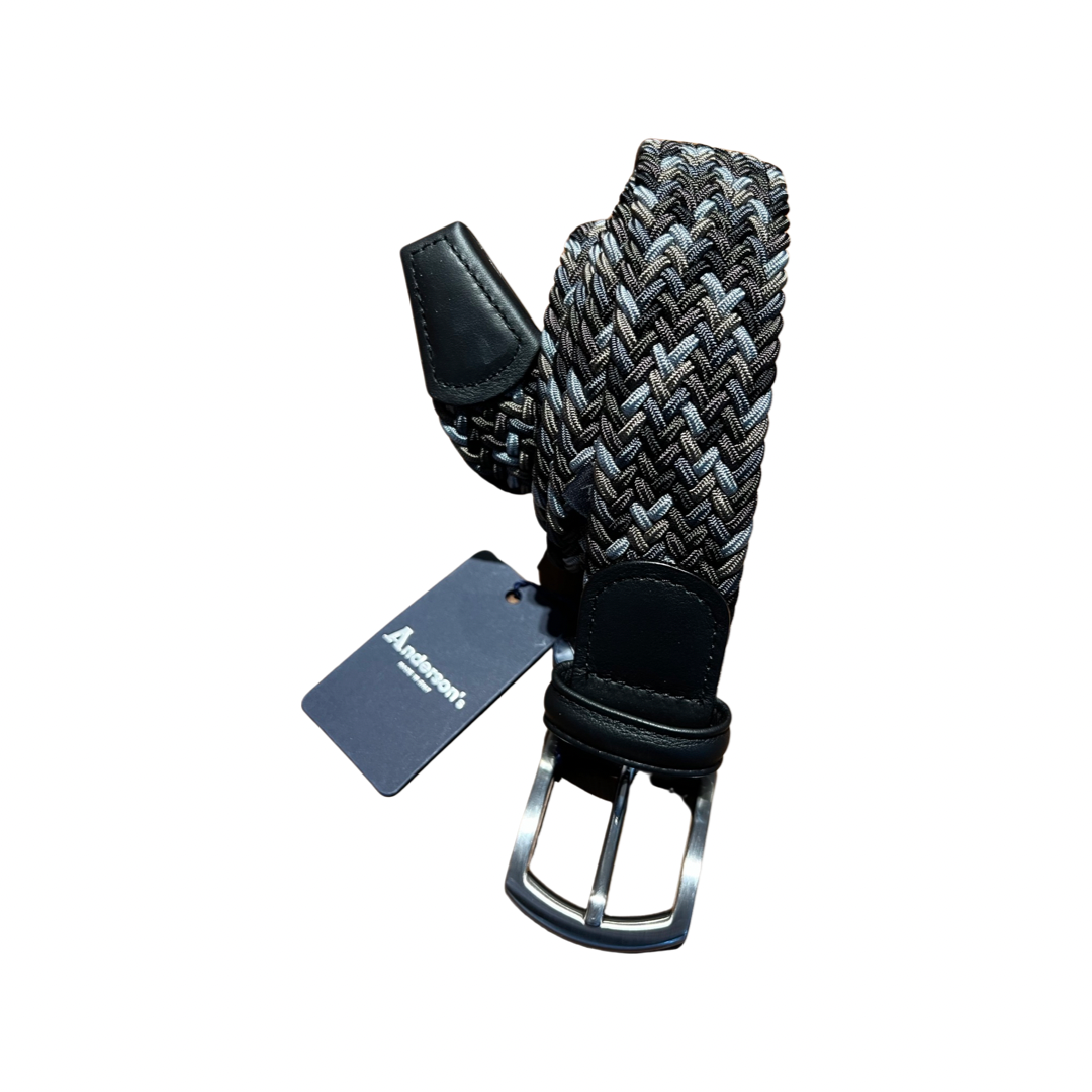 Anderson's Stretch Woven Belt | Grey Brown Navy